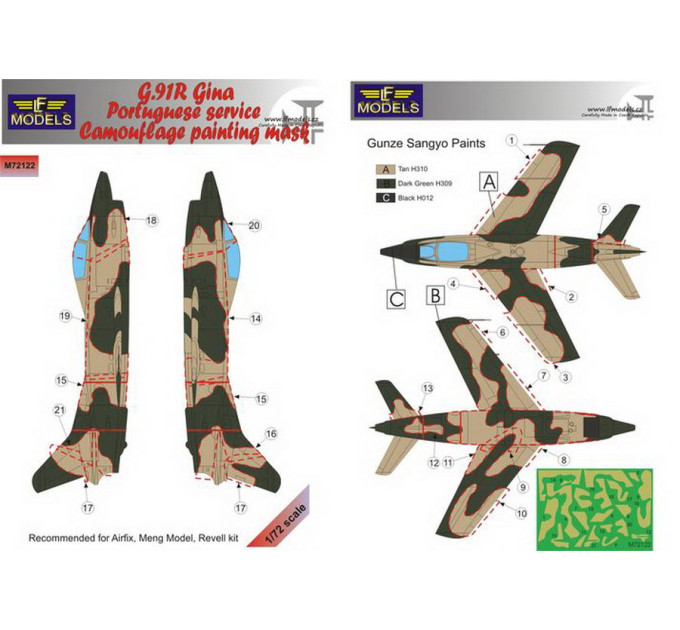 Маска камуфляжного фарбування G.91R 1/72 LFmodels M72122