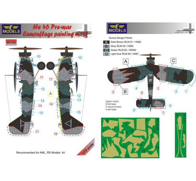 Маска камуфляжного фарбування He 46 1/72 LFmodels M72128