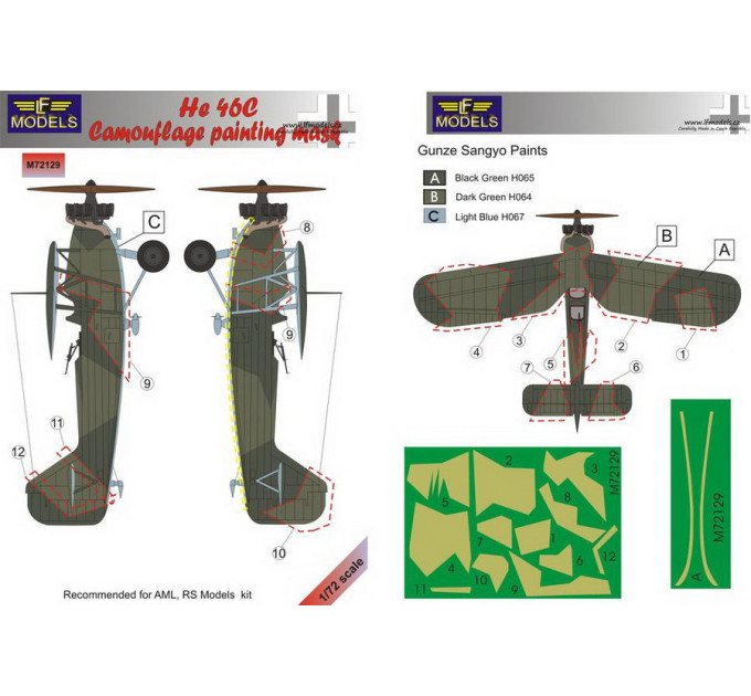 Маска камуфляжного фарбування He 46C 1/72 LFmodels M72129