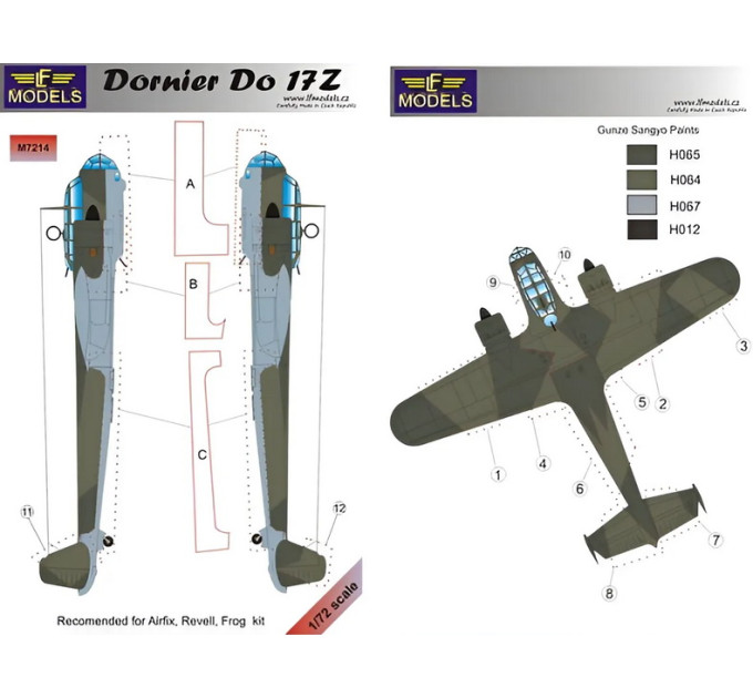 Маска камуфляжного фарбування Do 17Z 1/72 LFmodels M7214
