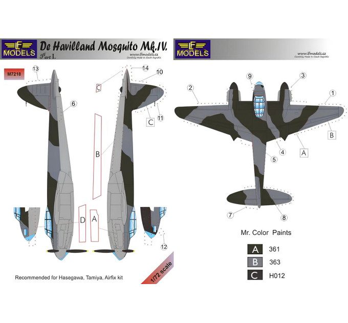Маска камуфляжного фарбування Mosquito Mk.IV 1/72 LFmodels M7218