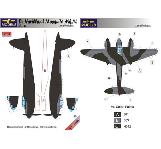 Маска камуфляжного фарбування Mosquito Mk.IV 1/72 LFmodels M7219