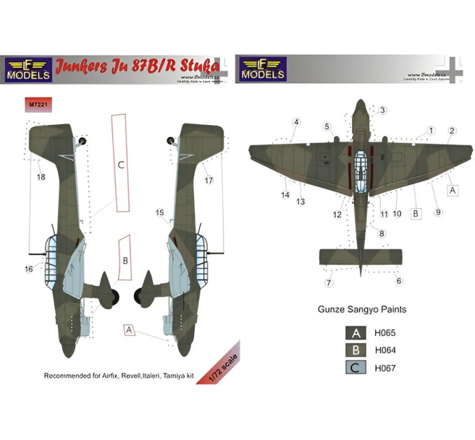 Маска камуфляжного фарбування Ju 87B/R 1/72 LFmodels M7221