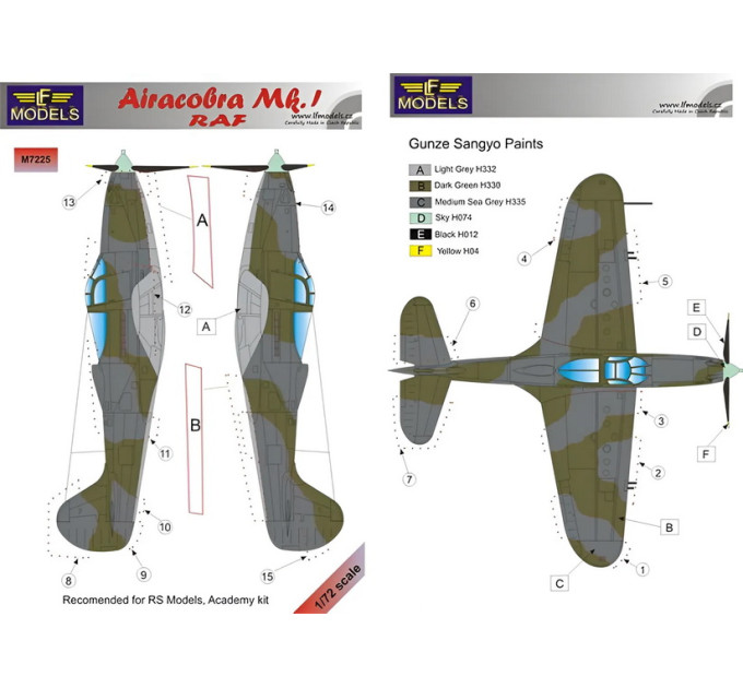 Маска камуфляжного фарбування Airacobra Mk. I RAF 1/72 LFmodels M7225