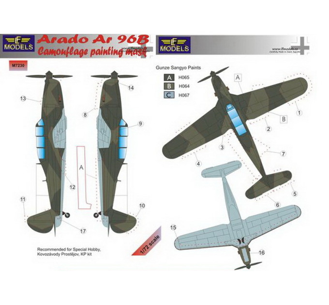 Маска камуфляжного фарбування Ar 96B 1/72 LFmodels M7230