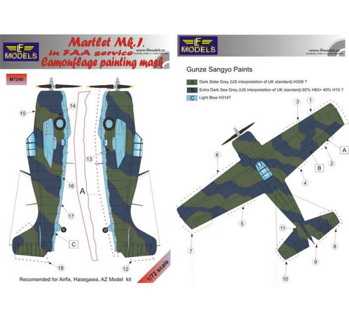 Маска камуфляжного фарбування Martlet Mk.I FAA 1/72 LFmodels M7240