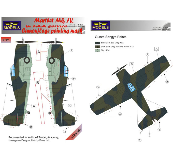 Маска камуфляжного фарбування Martlet Mk.IV FAA 1/72 LFmodels M7241