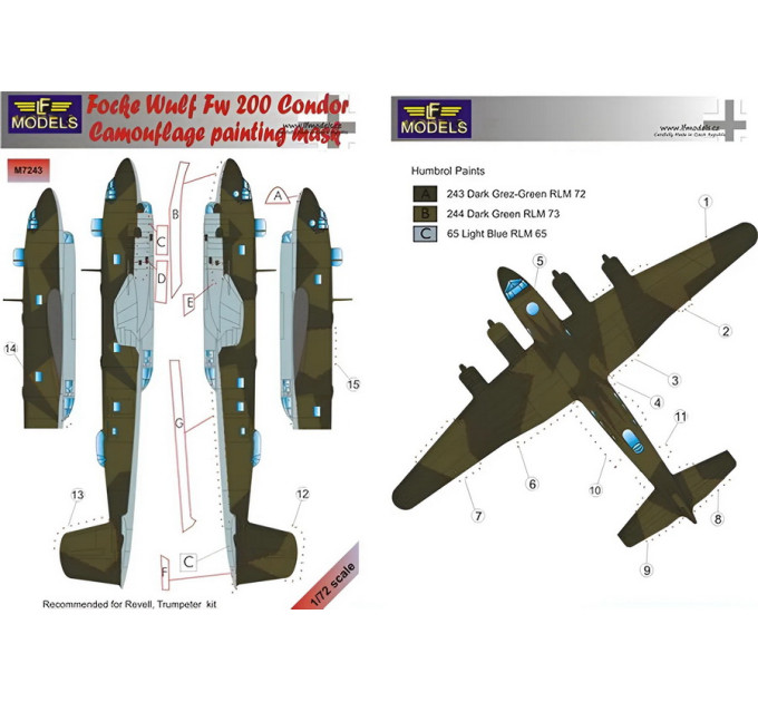 Маска камуфляжного фарбування Fw-200 Condor 1/72 LFmodels M7243