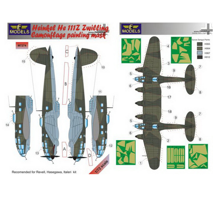 Маска камуфляжного фарбування He 111Z 1/72 LFmodels M7274