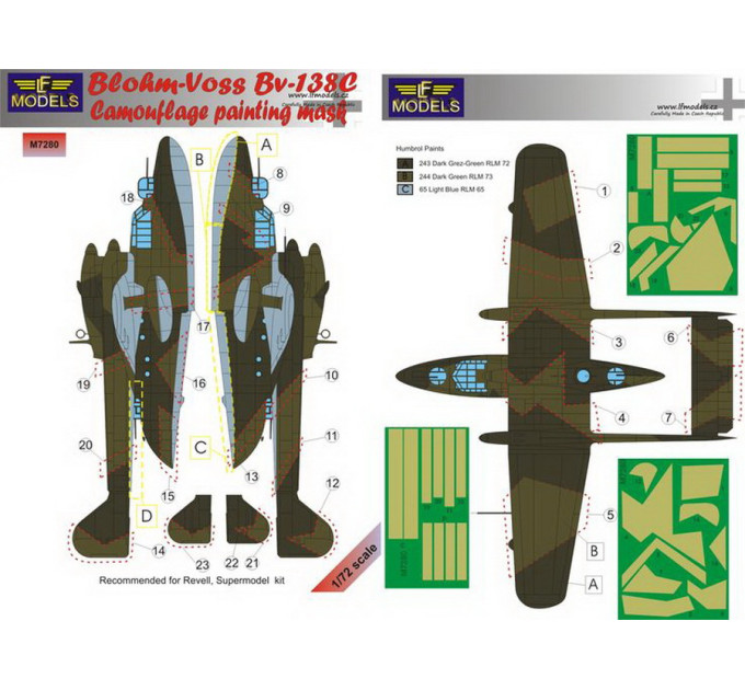 Маска камуфляжного фарбування Bv-138C 1/72 LFmodels M7280