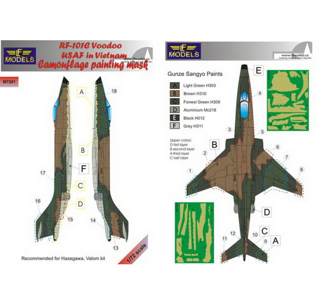 Маска камуфляжного фарбування RF-101C 1/72 LFmodels M7281