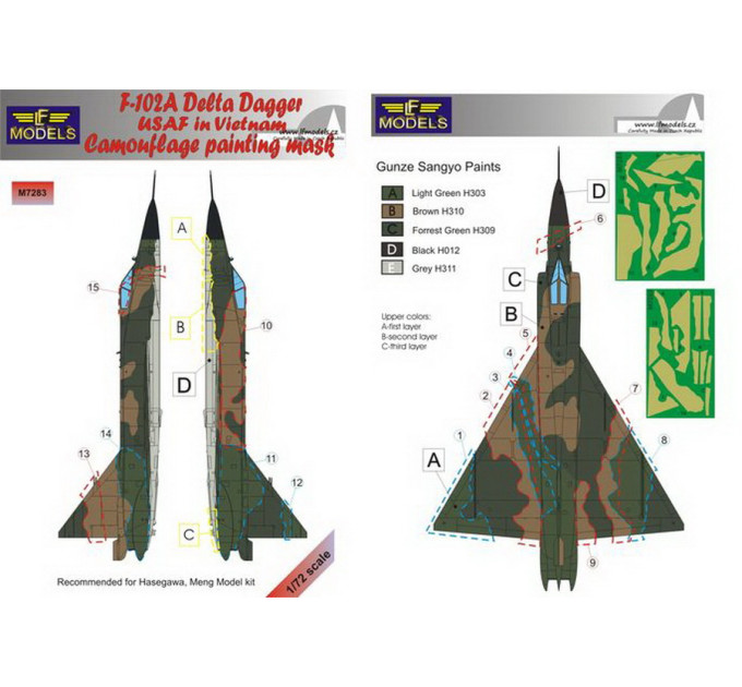 Маска камуфляжного фарбування F-102A 1/72 LFmodels M7283