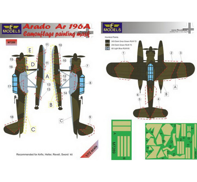 Маска камуфляжного фарбування Ar 196A 1/72 LFmodels M7289