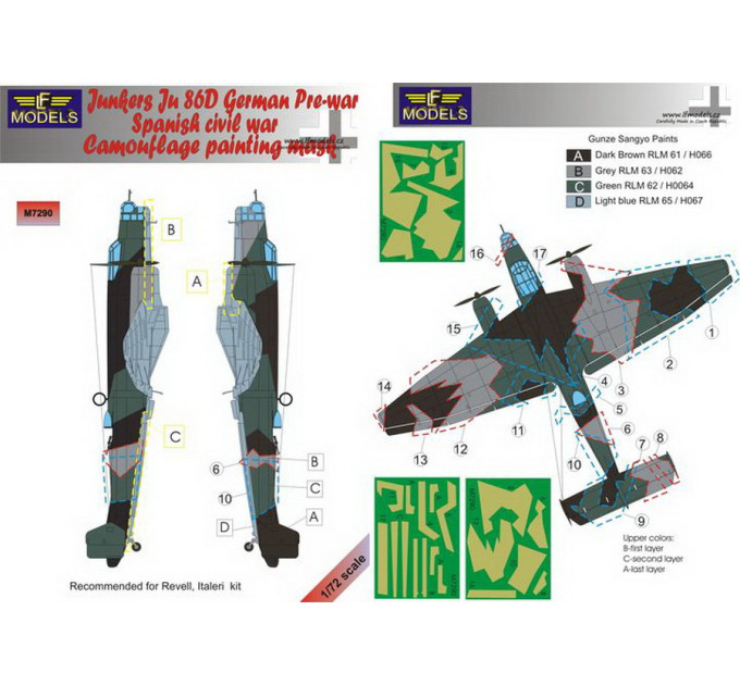 Маска камуфляжного фарбування Ju 86D 1/72 LFmodels M7290