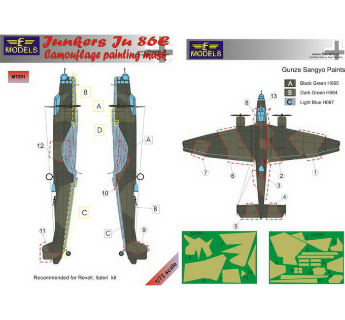 Маска камуфляжного фарбування Ju 86E 1/72 LFmodels M7291