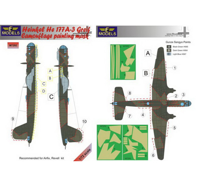 Маска камуфляжного фарбування He 177A-3 1/72 LFmodels M7292