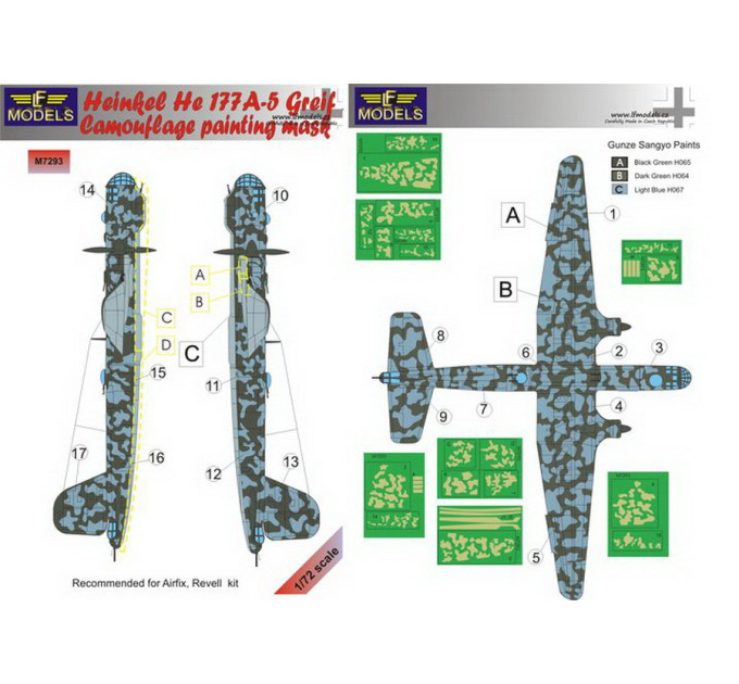 Маска камуфляжного фарбування He 177A-5 1/72 LFmodels M7293
