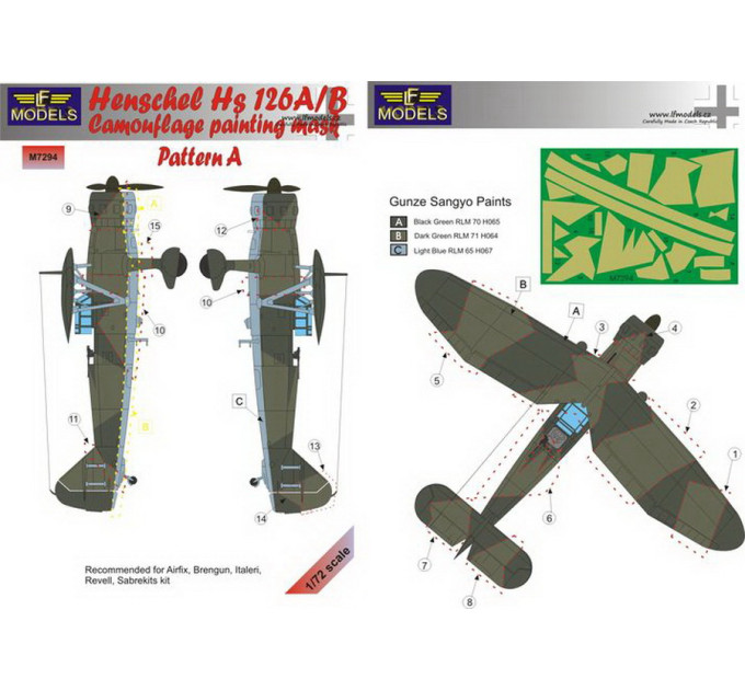 Маска камуфляжного фарбування Hs 126A/B 1/72 LFmodels M7294