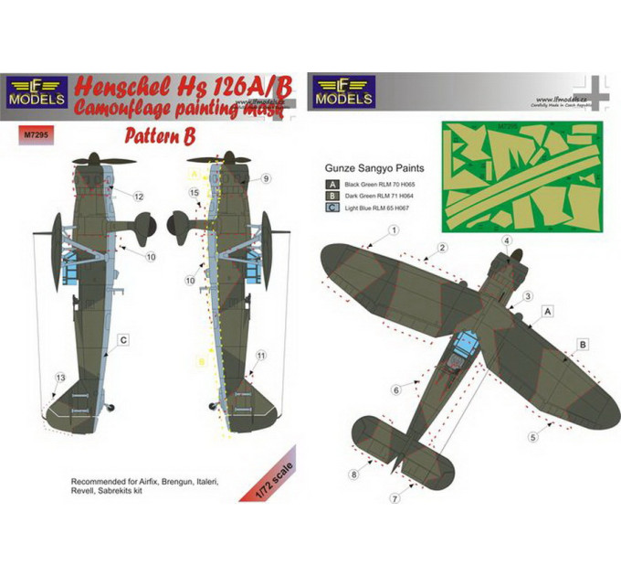 Маска камуфляжного фарбування Hs 126A/B 1/72 LFmodels M7295