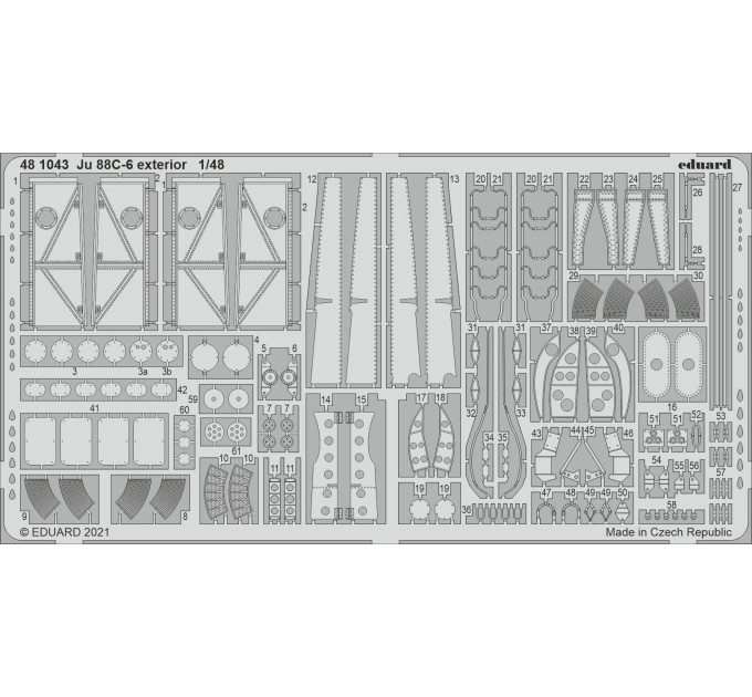 Фототравлення Ju 88C-6 інтер'єр 1/48 Eduard 481043