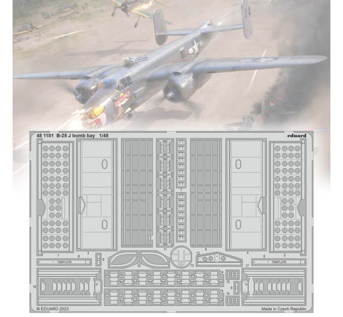 Фототравлення для B-25J бомбовий відсік 1/48 Eduard 481101