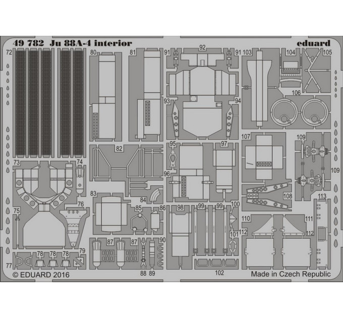 Фототравлення Ju 88A-4 інтер'єр 1/48 Eduard 49782