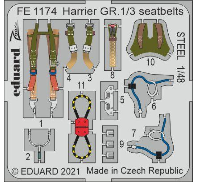 Фототравлення ремені безпеки Harrier GR.3 1/48 Eduard FE1173