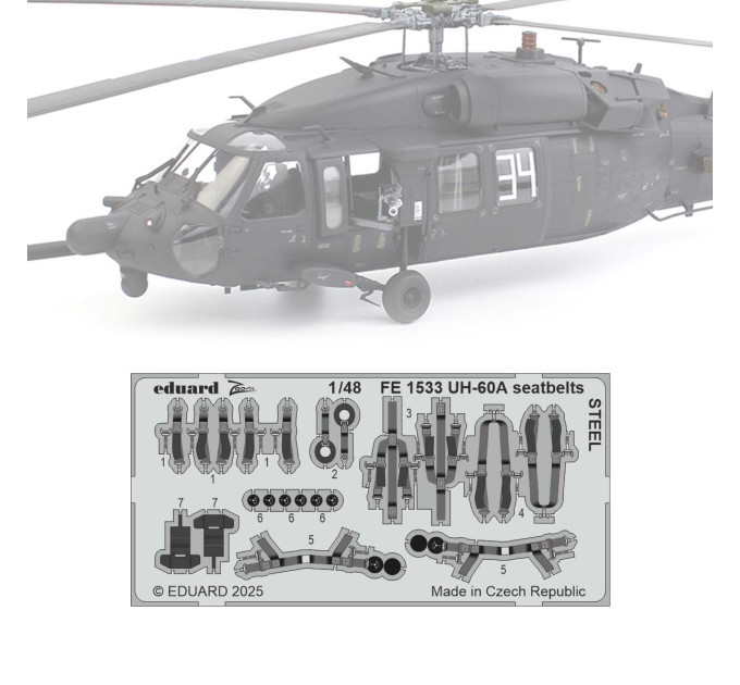 Ремені безпеки для UH-60A 1/48 Eduard FE1533