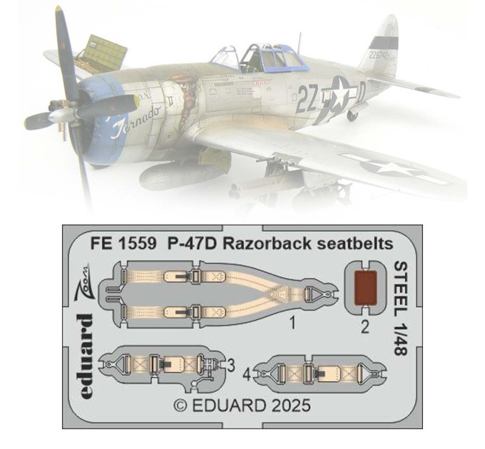 Фототравлення ремені безпеки P-47D Razorback 1/48 Eduard FE1559