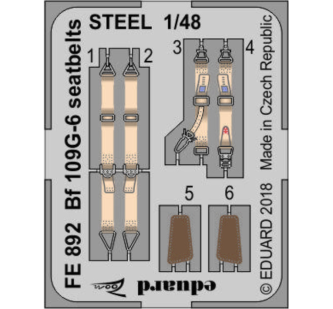 Bf 109G-6 ремни 1/48