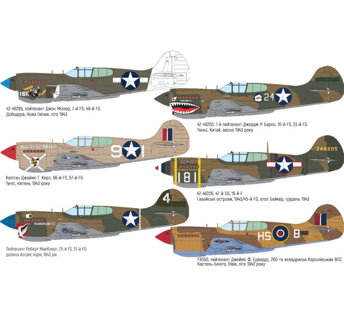 Збірна модель P-40K з коротким хвостом 1/48 Eduard 82243