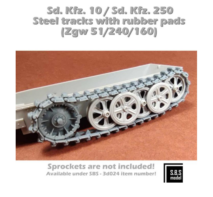 Sd.Kfz. 10 / Sd.Kfz. 250 Сталеві гусениці з гумовими накладками