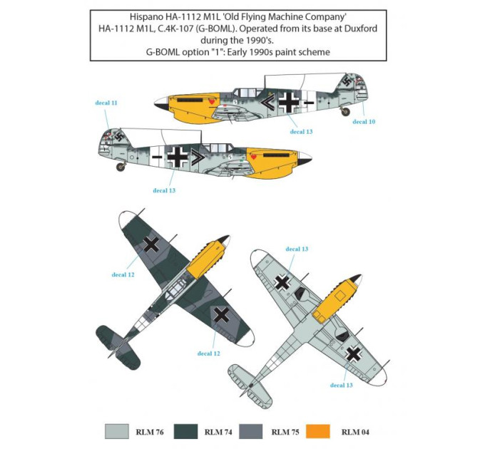 Декаль Bf 109/HA-1112 1/72 BUC-72004