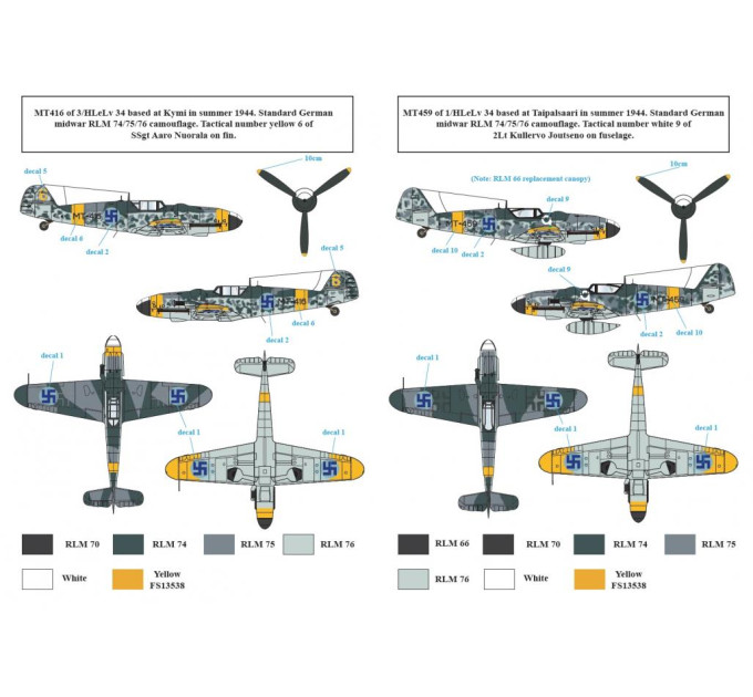 Декаль Bf 109G-6 Фінських ВПС 1/48 SBS-D48013