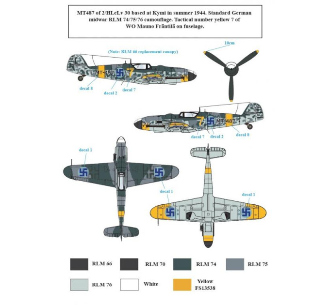 Декаль Bf 109G-6 Фінських ВПС 1/48 SBS-D48013
