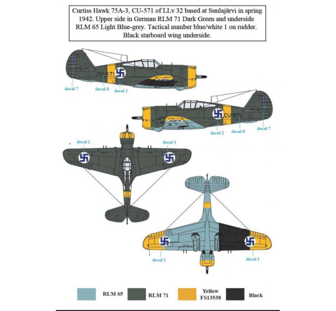 Декаль Curtiss Hawk 75A 1/48 SBS-D48018