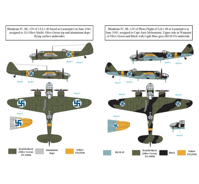 Декаль Bristol Blenheim Mk. IV 1/48 SBS-D48019