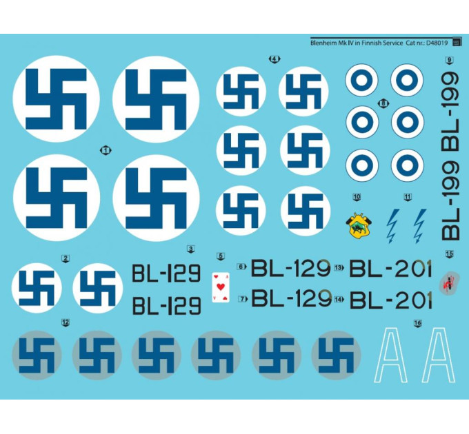 Декаль Bristol Blenheim Mk. IV 1/48 SBS-D48019