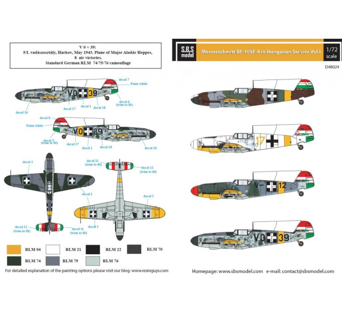 Декаль Bf 109F частина I 1/48 SBS-D48024