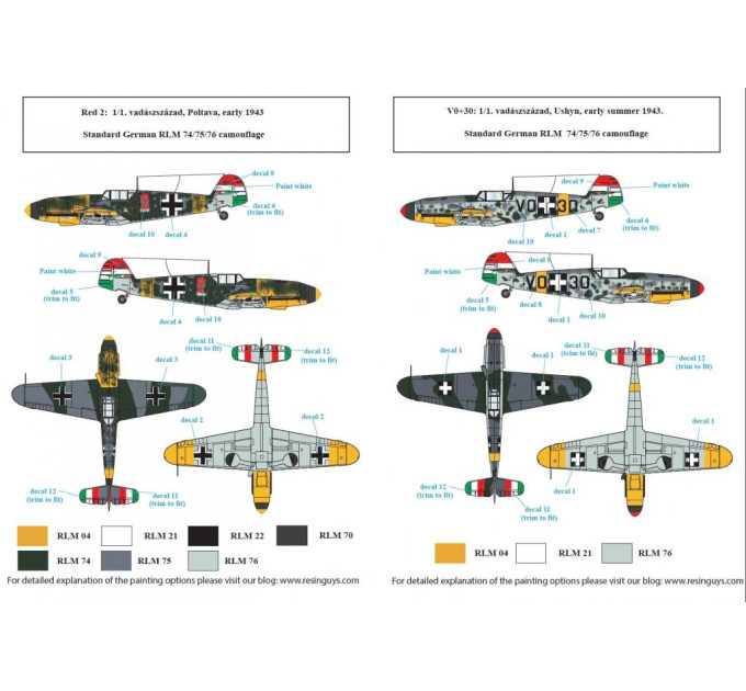 Декаль Bf 109F частина II 1/48 SBS-D48025