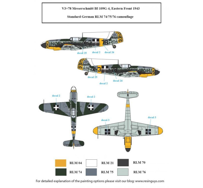Декаль Bf 109G-2, G-4 1/48 SBS-D48027