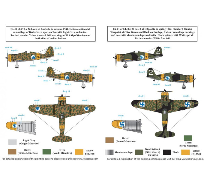 Декаль Fiat G.50 Freccia 1/48 SBS-D48032