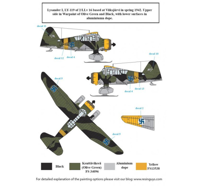 Декаль Westland Lysander 1/48 SBS-D48038