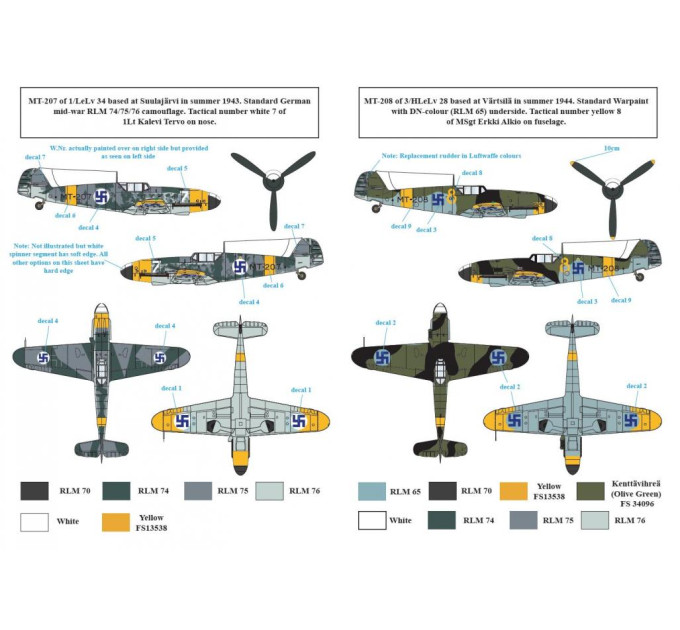 Декаль Bf 109G-2 1/72 SBS-D72014