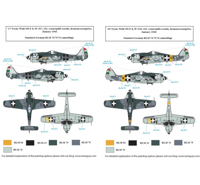 Декаль Fw 190F-8 1/72 SBS-D72026