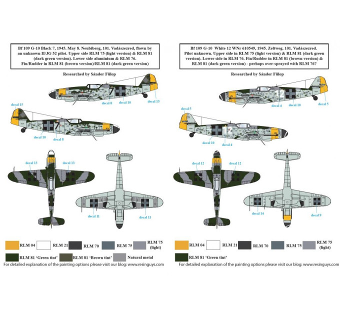 Декаль Bf 109G-10 1/72 SBS-D72029
