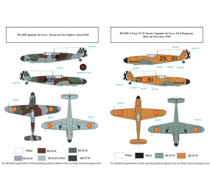 Декаль Bf 109F ВПС Іспанії WWII 1/72 SBS-D72034
