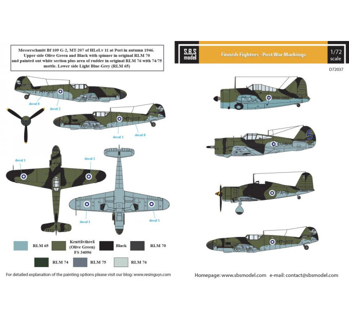Декаль Фінські винищувачі 1/72 SBS-D72037